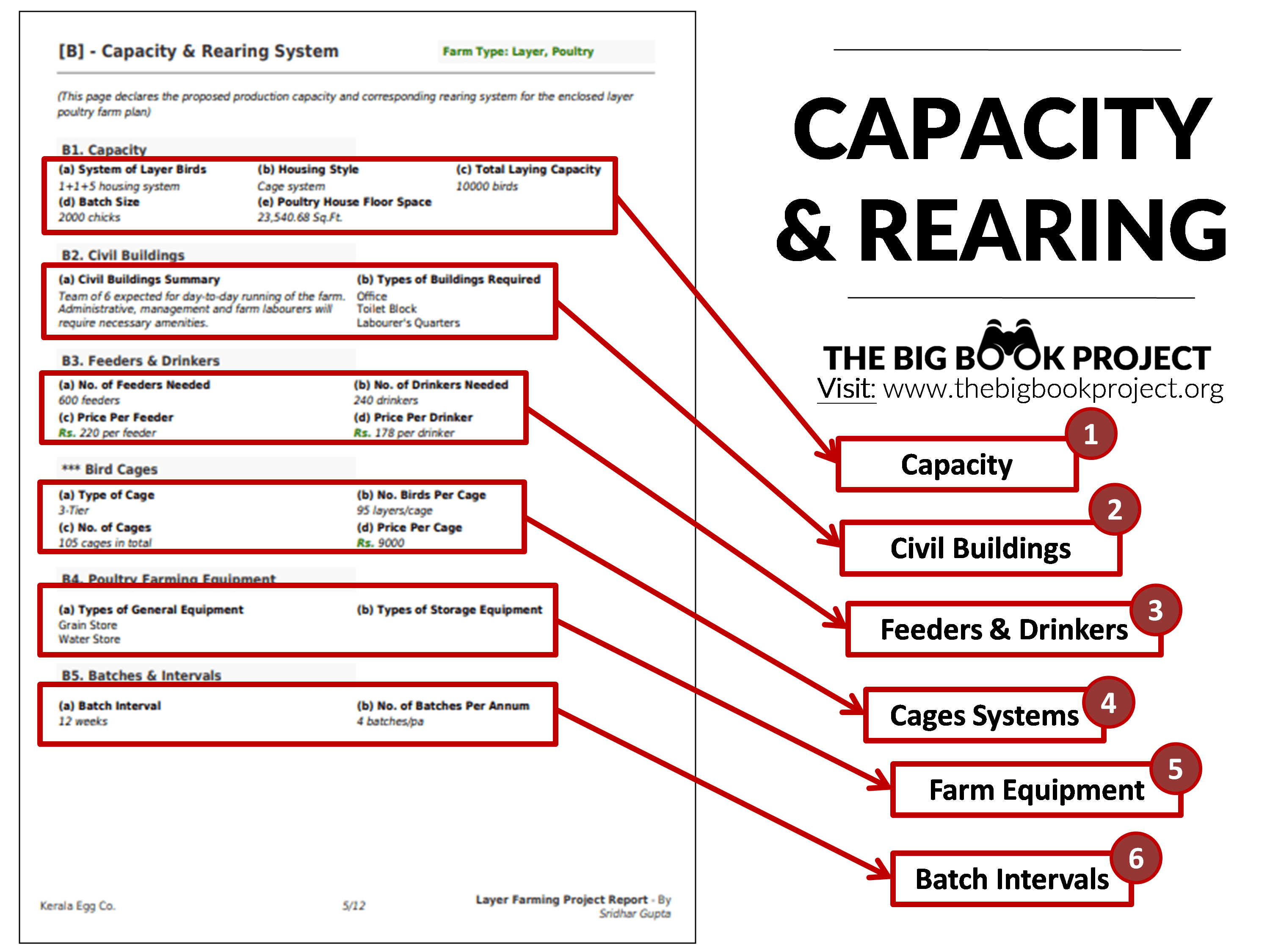 capacity and rearing systems for a poultry farming project