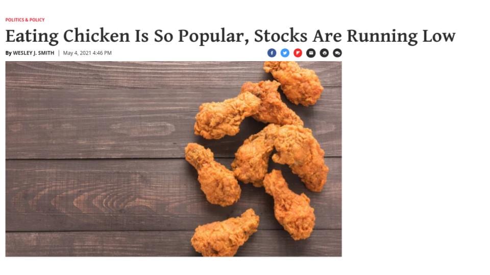 Eating Chicken Is So Popular News Story