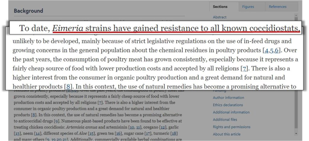 Parasitical poultry related threats have gained resistance to man-made medicines