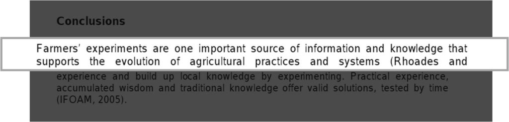 Farmer's experiments are an important source of information Farmer's experiments are an important source of information