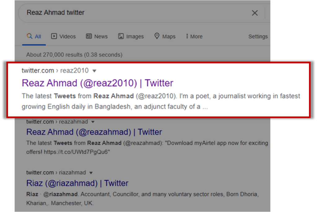 Reaz Ahmad Twitter