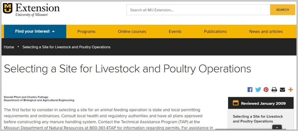 Selecting A Site For Livestock and Poultry Operations